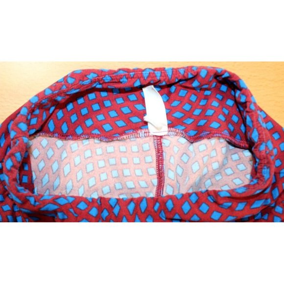 Womens Juniors Lularoe High Waist leggings OS One Size Diamond Print Red / Blue - Picture 3 of 6